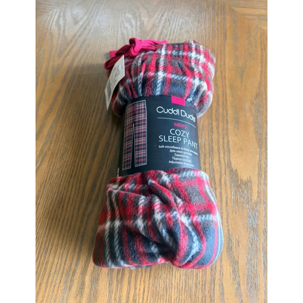 Cuddl Duds Mens Cozy Sleep Pant 2XLT Red Plaid Microfleece Pajamas NWT